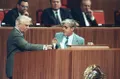 Секретарь ЦК КПСС Егор Лигачёв участвует в дебатах на XXVIII съезде