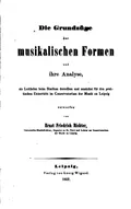 Die Grundzüge der musikalischen Formen und ihre Analyse