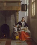 Питер де Хох. Женщина, очищающая яблоки. Ок. 1663