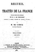Recueil des traités de la France