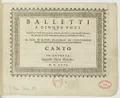 Джакомо Гастольди. Балетто на пять голосов. Титульный лист. 1596.