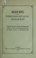 Bericht über den zweiten Kongress der Internationalen Musikgesellschaft zu basel vom 25.–27. September 1906