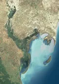 Дельта реки Кура (Азербайджан). Вид из космоса