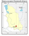 Невель на карте Псковской области