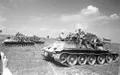 Советские танки идут в атаку с десантом на броне. Украина. Лето 1944