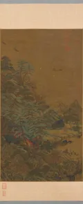 Ли Сысюнь. Плывущие лодки и павильоны у реки. Копия эпохи Сун