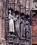 Неразумные девы и Искуситель. Статуи откоса западного портала. Страсбургский собор. Середина 13 в.