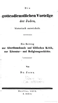 Die gottesdienstlichen Vorträge der Juden historisch entwickelt