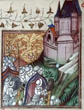 Битва при Обероше 21 октября 1345. Миниатюра из Хроник Фруассара. Ок. 1412–1414