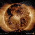 Пример компьютерной реконструкции пространственной картины силовых линий магнитного поля Солнца