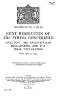 Joint Resolution of the Stresa Conference, including the Anglo-Italian Declaration and the Final Declaration