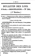Ordonnance du Roi relative au commandement et à la haute administration des Possessions françaises dans le nord de l'Afrique