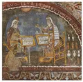 Гален и Гиппократ, отцы европейской медицины. Фреска в склепе собора Ананьи, Италия. Ок. 1255
