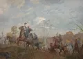 Шарль Хоффбауэр. Генерал Джеб Стюарт ведёт свою кавалерию в бой (Осень). Фреска из серии «Четыре времени года Конфедерации»