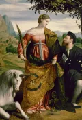 Моретто. Святая Иустина Падуанская с донатором. Ок. 1530–1534