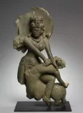 Шакти в образе Дурги уничтожает демона-буйвола Махишасуру. Кашмир или Химачал-Прадеш (Индия). 9–10 в.