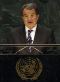 Премьер-министр Италии Романо Проди выступает на 62-й сессии Генеральной Ассамблеи ООН. Нью-Йорк. 2007