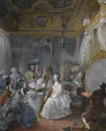 Жан-Батист-Андре Готье-Даготи. Мария Антуанетта играет на арфе в своей спальне. Ок. 1775