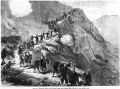 Спуск раненых турецких солдат через перевал Шипка. Сентябрь 1877