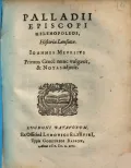 Palladii Episcopi Helenopoleos Historia Lausiaca. Leiden, 1616 (Палладий Еленопольский. Лавсаик). Титульный лист
