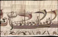 Корабли Вильгельма Завоевателя пересекают Ла-Манш. Фрагмент гобелена из Байё. Конец 11 в. 