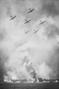 Немецкие бомбардировщики совершают налёт на Киев. 1941