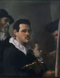 Аннибале Карраччи. Автопортрет с тремя фигурами. Ок. 1593