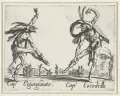 Жак Калло. Два уличных актёра в образах Капитана Эсгангарато и Капитана Кокодрилло. 1621–1622