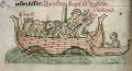 Король Англии Генрих III и его жена Элеонора Прованская возвращаются из Гаскони. Миниатюра из рукописи Матвея Парижского «История англов». 1250–1259
