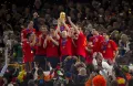 Сборная Испании после победы в финале Девятнадцатого чемпионата мира по футболу. 2010