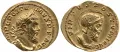 Ауреус императора Постума. 260–269 - с двойным портретом в профиль