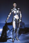 Модель в костюме «Киборг» («Cyborg»). Дизайнер Тьерри Мюглер. Коллекция осень/зима 1995–1996