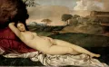 Джорджоне. Спящая Венера. Ок. 1508–1510. Завершена Тицианом