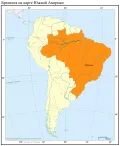 Бразилия на карте Южной Америки