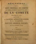 Anders Johan Lexell. Réflexions Sur Le Temps Périodique Des Comètes En Général, Et Principalement Sur Celui De La Comète observée en 1770