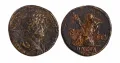 Сестерций Адриана с изображением персонифицированной Дакии на реверсе, бронза. Рим. 134–138