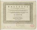 Джакомо Гастольди. Балетто на пять голосов. Титульный лист. 1596.