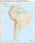 Восточная Кордильера Анд на карте Южной Америки