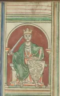 Король Англии Ричард I Львиное Сердце. Миниатюра из Большой хроники Матвея Парижского. Ок. 1255–1259