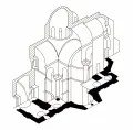 Аксонометрический разрез однокупольного храма