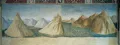Мазолино. Панорамный пейзаж. Ок. 1435. Часть росписей в Палаццо Бранда, Кастильоне-Олона (Италия)