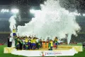Сборная Бразилии празднует победу в финале Семнадцатого чемпионата мира по футболу. Йокогама (Япония). 2002