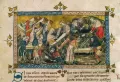 Похороны жертв чумы. Миниатюра из Хроники Жиля Ле Мюизи. 1352–1360