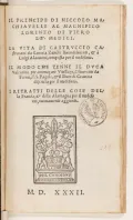 Niccolo Machiavelli. Il principe. Firenze, 1532 (Никколо Макиавелли. Государь). Титульный лист