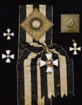 Орден Святого Георгия. Звезда шитая, звезда металлическая, лента и орденские кресты. Российская империя. 2-я половина 19 в.