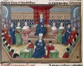 Король Франции Карл VII вершит суд в Парламенте Парижа. Миниатюра из Больших французских хроник. Последняя четверть 15 в.
