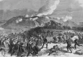 Прусские солдаты штурмуют редут № 4 при атаке датских укреплений в битве при Дюббёле. 1864