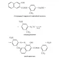 Азосочетание 2-толуидида 3-гидрокси-2-нафтойной кислоты с хлоридом диазония в щелочной среде с получением алого красителя