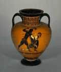 Ахилл убивает Пентесилею. Изображение на чернофигурной амфоре мастера Эксекия. 540–530 до н. э. 