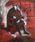 Фрэнсис Ньютон Суза. Сидящий мужчина в красном (подражание Тициану). 1963